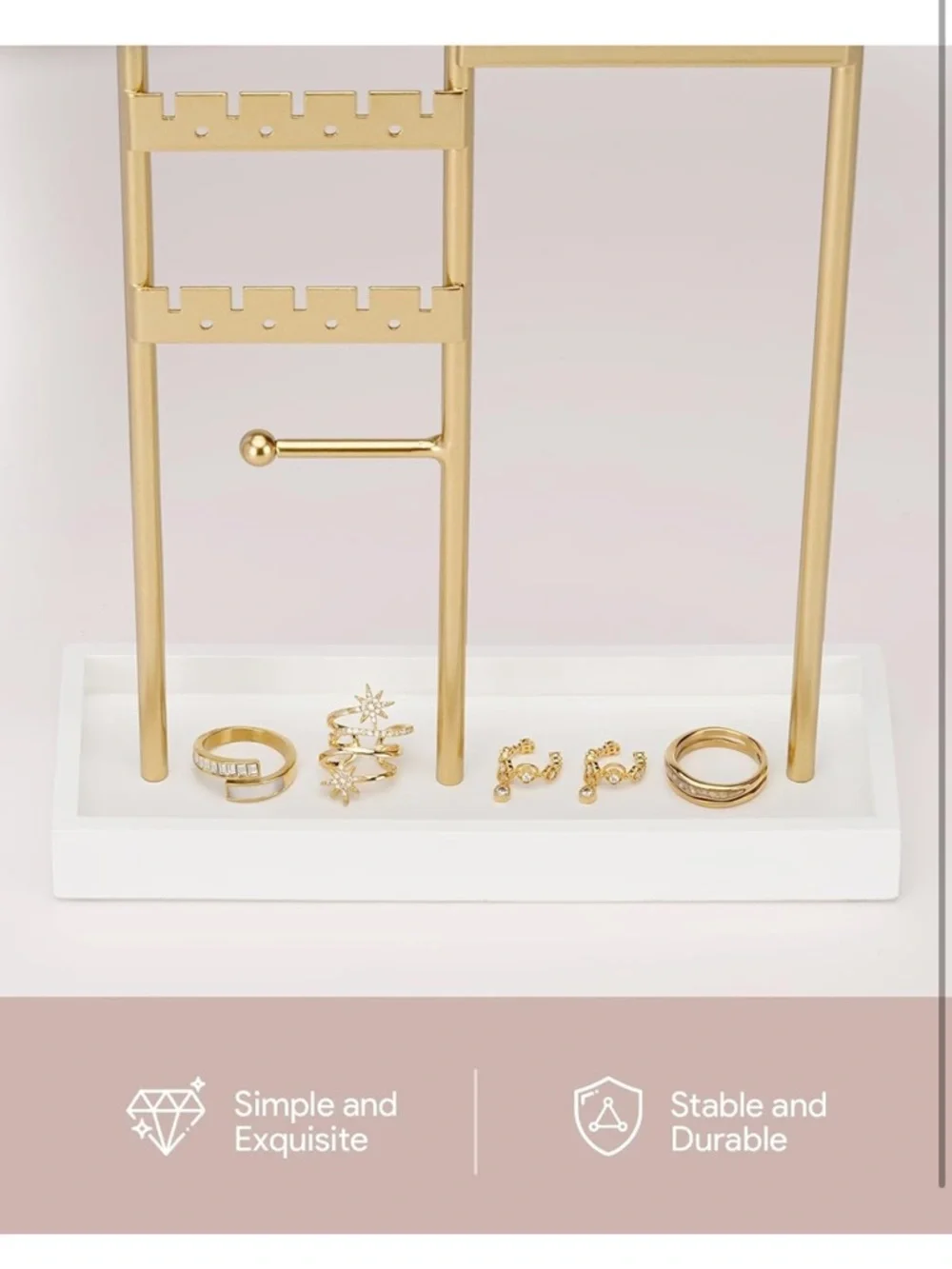 Jewelry Organizer Stand with White Tray - room decor gift for women/teen girl
